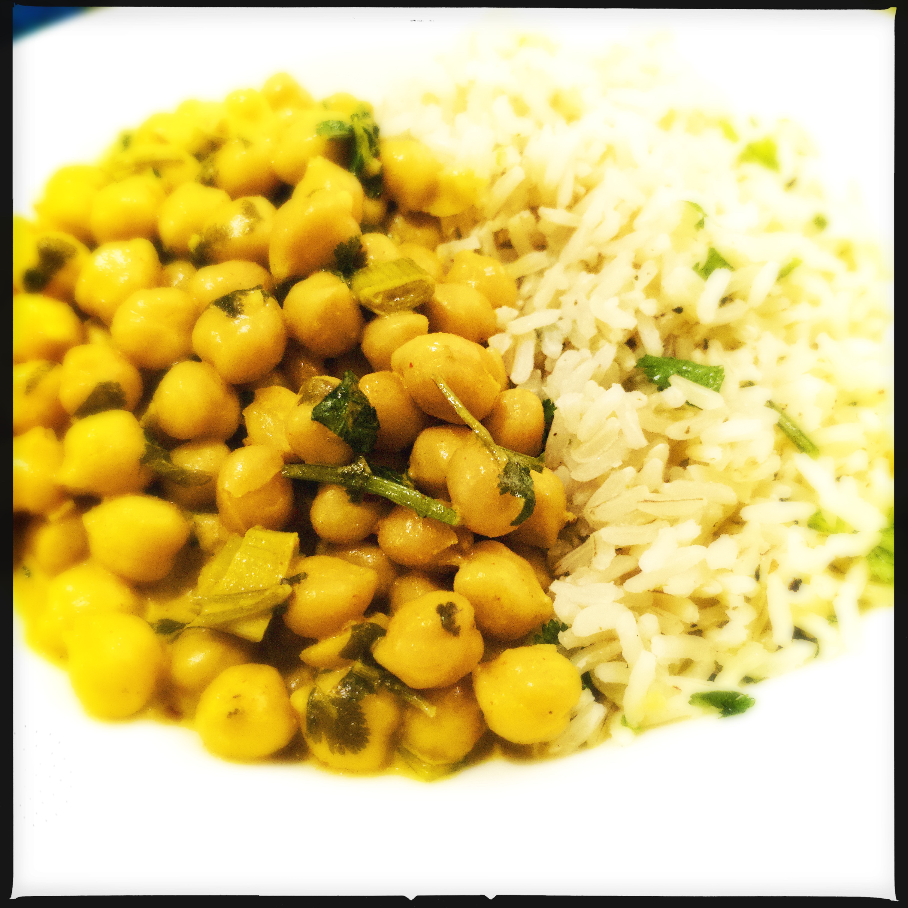 Chickpea curry with lime and coriander rice